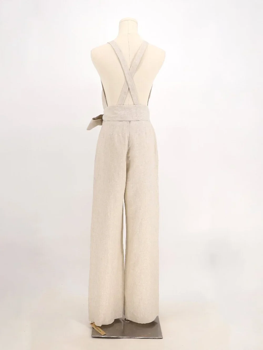 NWOT REFORMATION Dani Linen Crossback Jumpsuit in Sand Size 4
